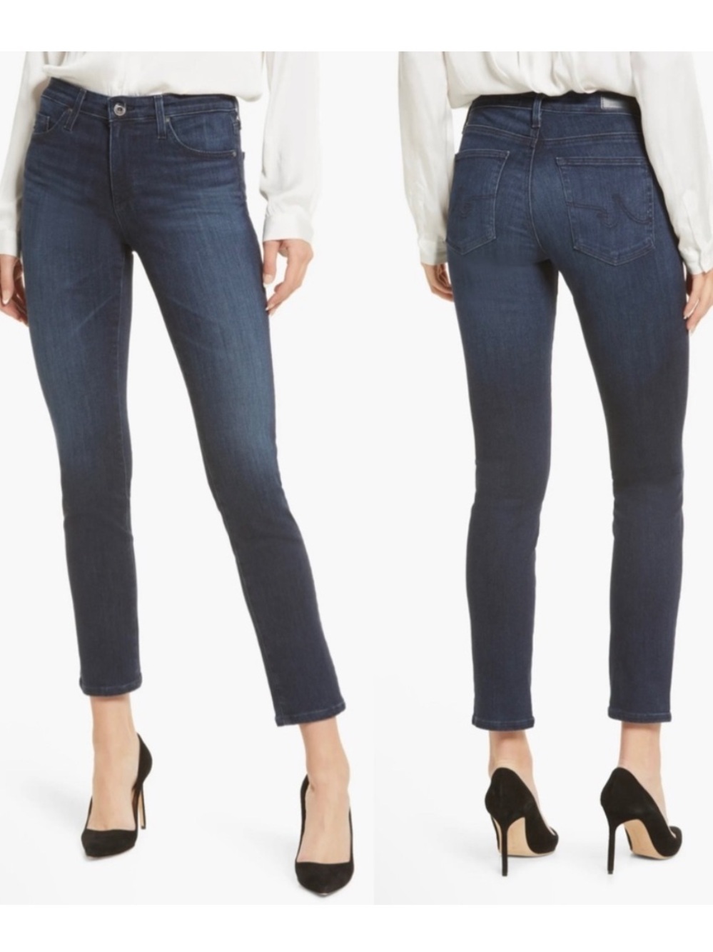 AG Adriano Goldschmied Prima Ankle Cigarette Ankle Jeans in Dark Wash. Wash 24R